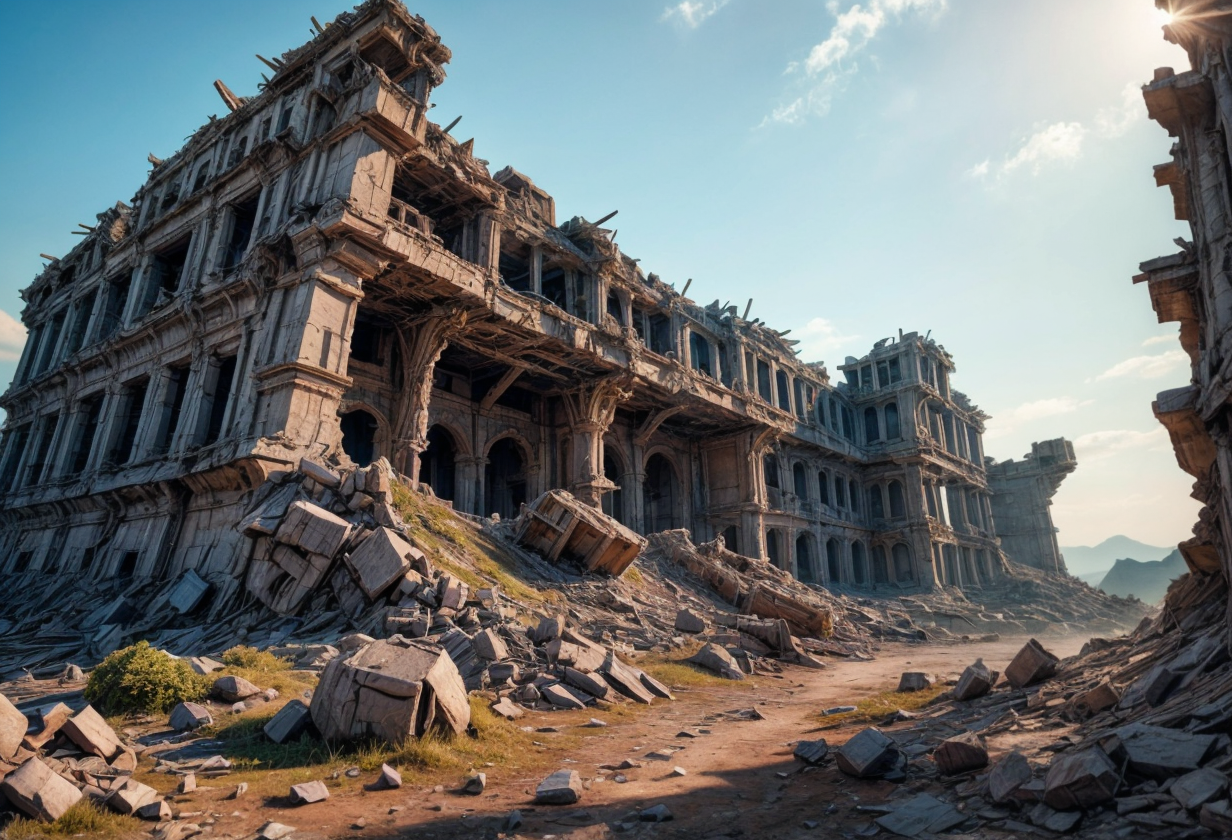 Trosky chrámu neznámého původu na ostrově Saglar